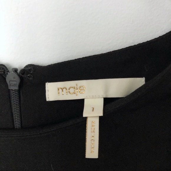 Maje Rolana Pleated Sleeve Little Black Dress - Picture 3 of 6